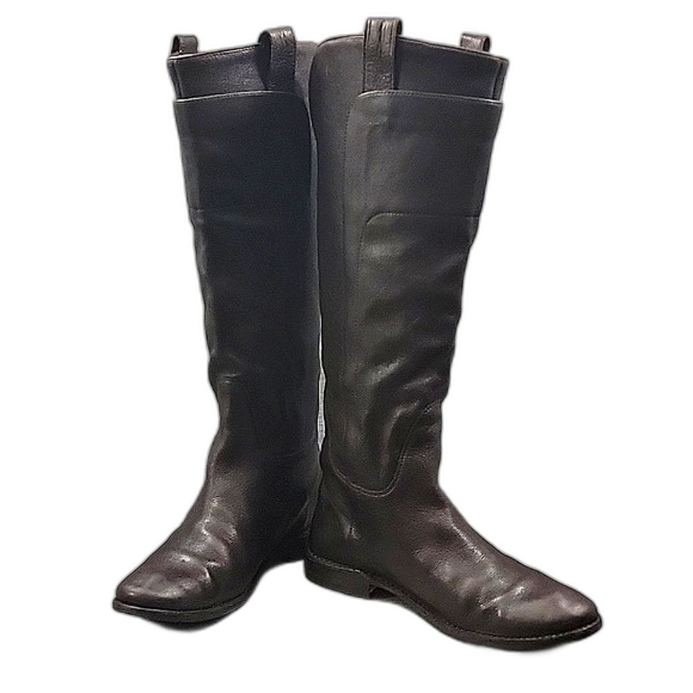 Frye PAIGE Dark Brown Leather Tall Pull-On Riding Boots 77535 Women's Size 9 B